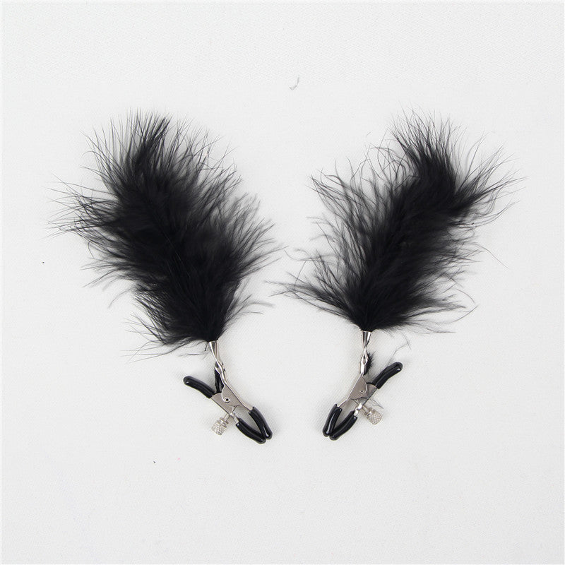 Black Feather Nipple Clips
