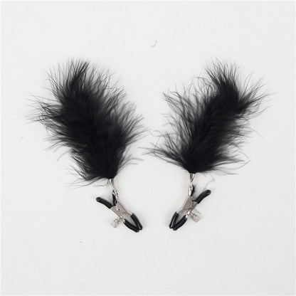 Black Feather Nipple Clips